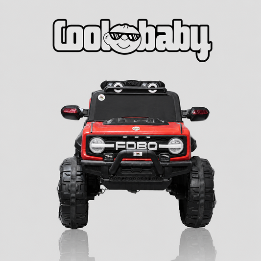 Coolbaby 2288 kids electric ride-on 4x4 SUV toy jeep in red and black, featuring a sturdy design and realistic details.