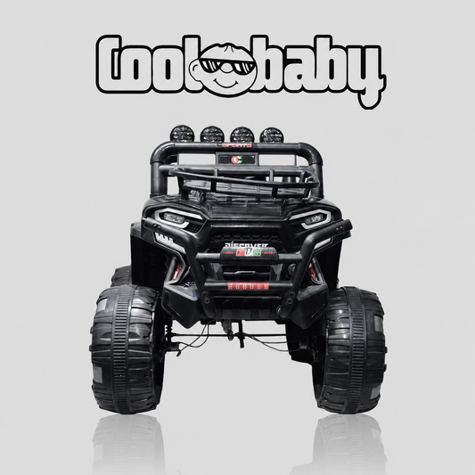 Coolbaby 6188 Discover Off-Road Jeep toy in vibrant red with large tires and open cabin, suitable for outdoor play.