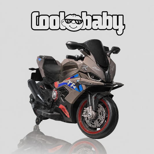 Coolbaby 1199 Sports Bike toy with black and red frame, detailed handlebars, and sporty design, perfect for kids' active play.
