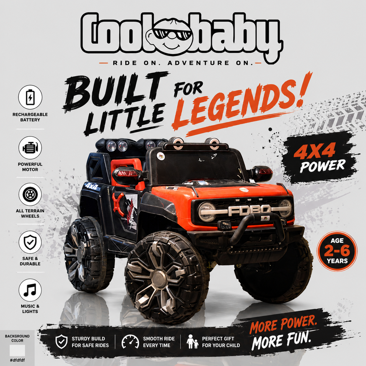 Coolbaby 2288 Kids Electric Ride-On 4x4 SUV Car – Red & Black