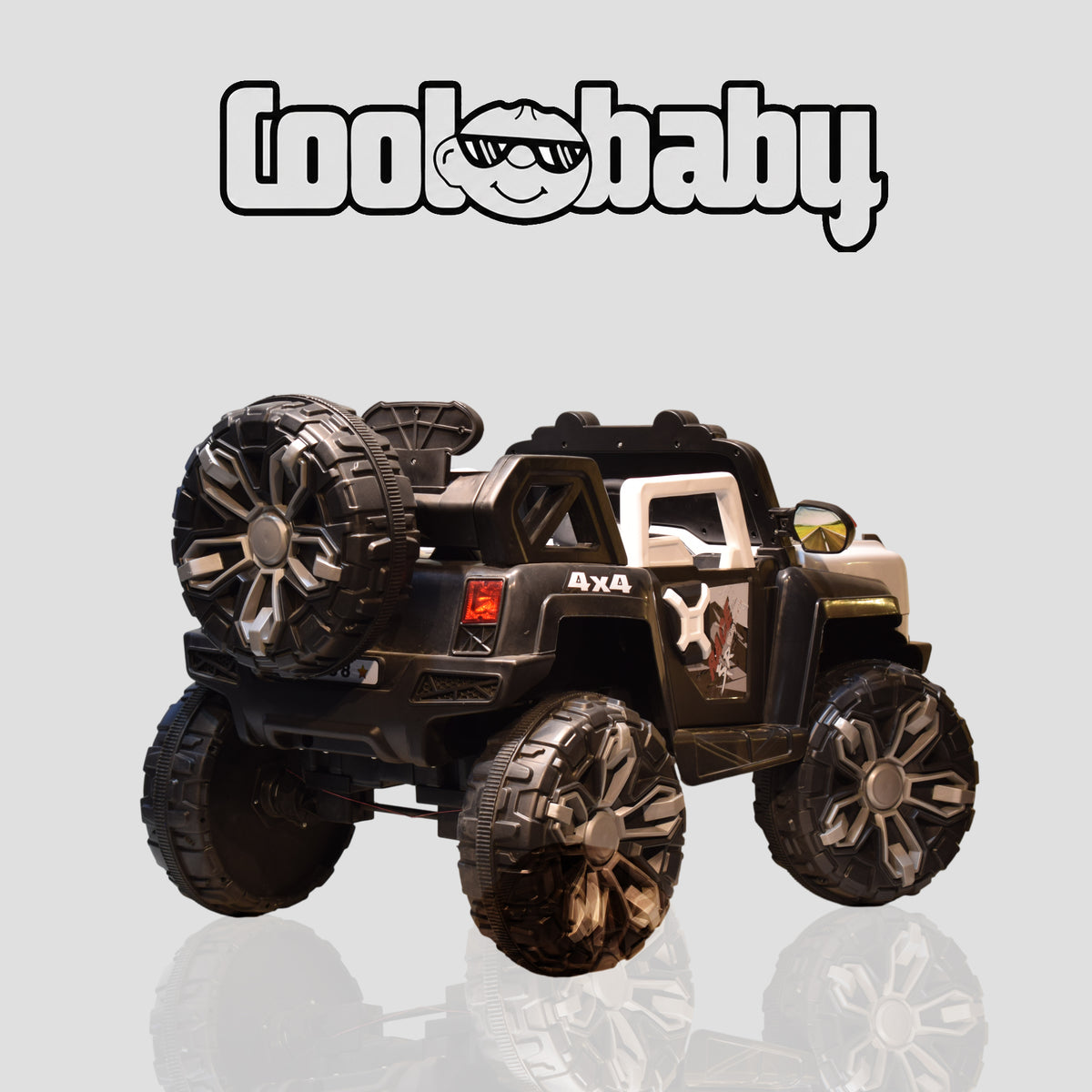 Coolbaby 2388 toy jeep in red with four black wheels, designed for children, featuring a sturdy plastic construction.