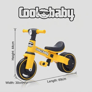 Baby Bike R3 Mini 3-in-1 tricycle by Coolbaby Toys with adjustable seat and safety features, suitable for young children.