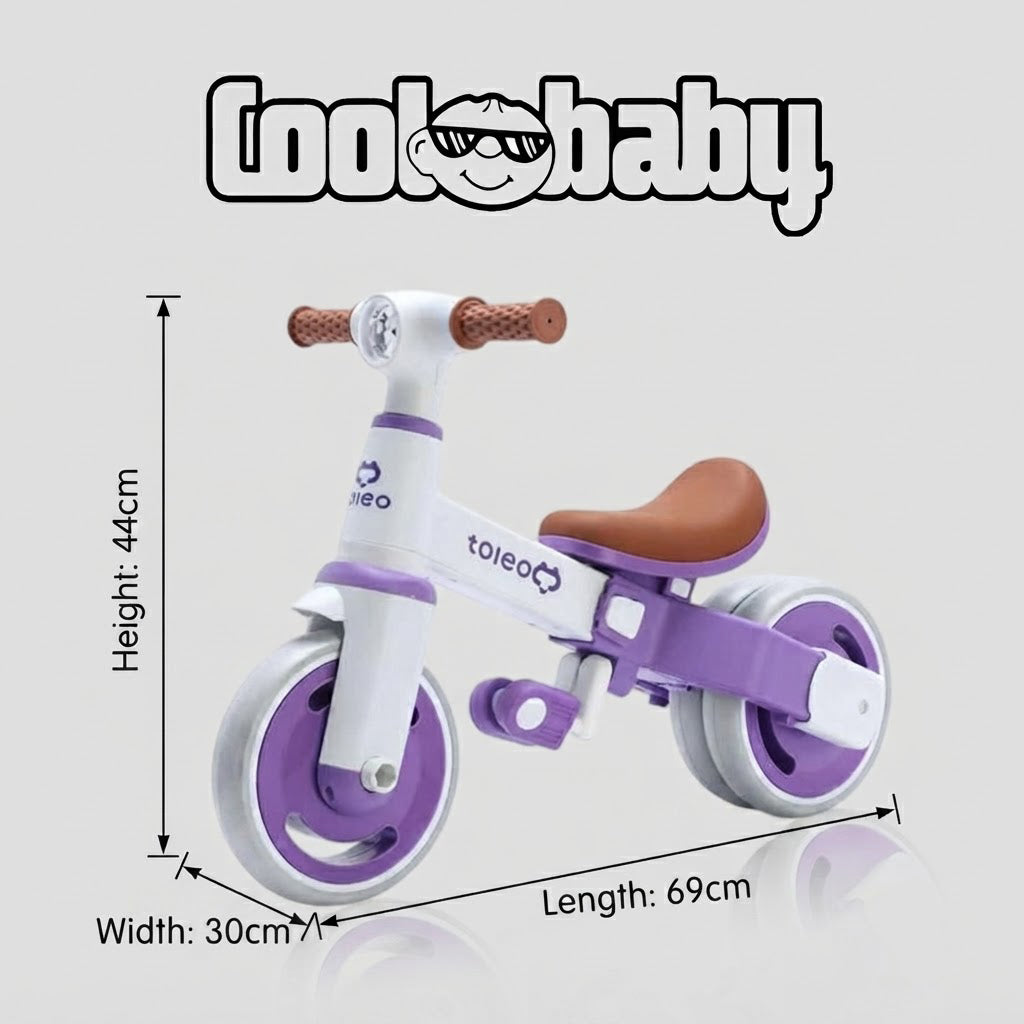 Baby Bike R3 Mini 3-in-1 tricycle by coolbaby.co.in, featuring a sturdy frame, safety harness, and adjustable seat for young children.