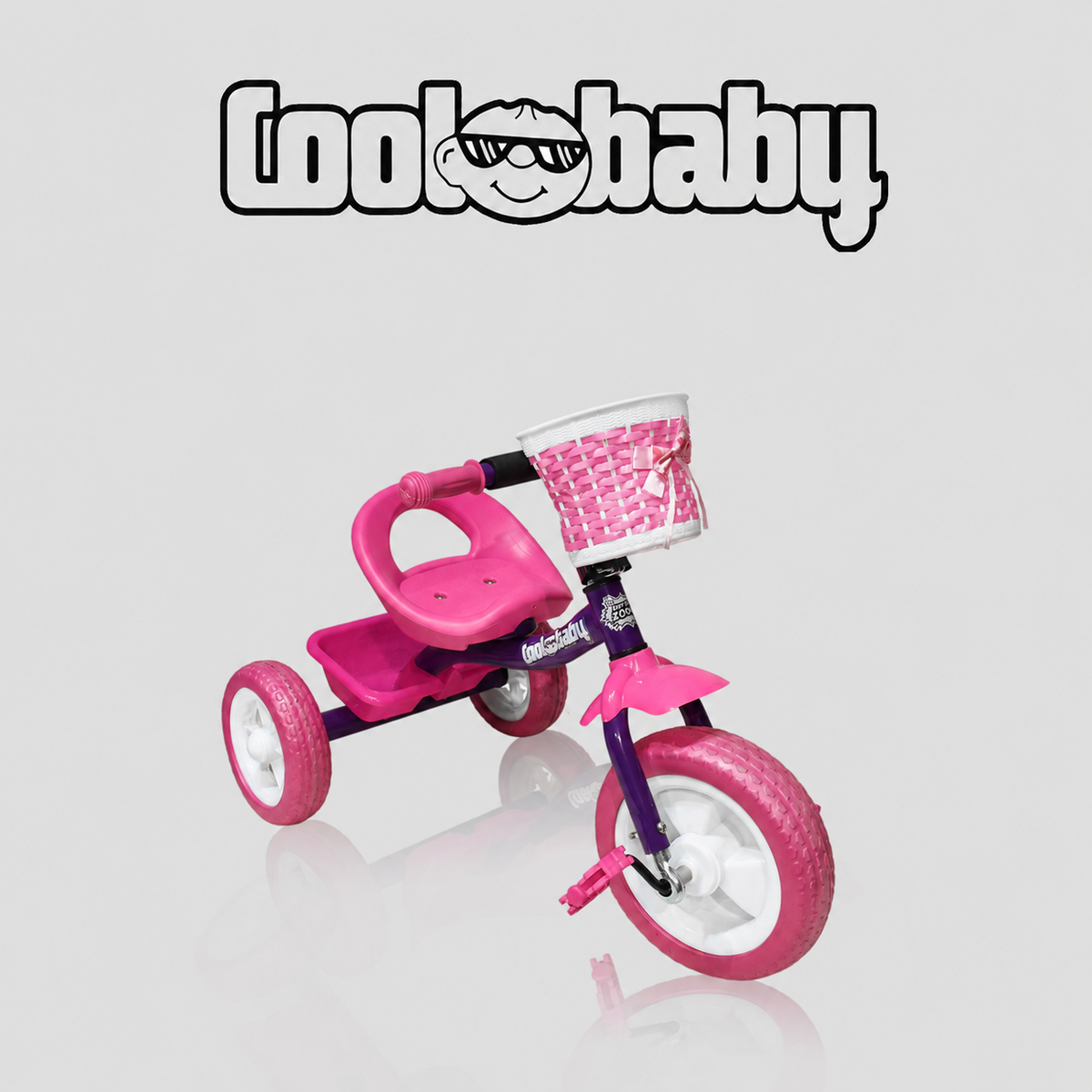 Colorful toddler tricycle with three wheels from coolbaby.co.in, featuring a sturdy frame and comfortable seat for young children.