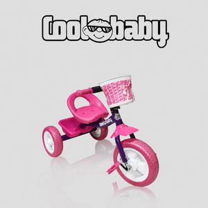 Colorful toddler tricycle with three wheels from coolbaby.co.in, featuring a sturdy frame and comfortable seat for young children.