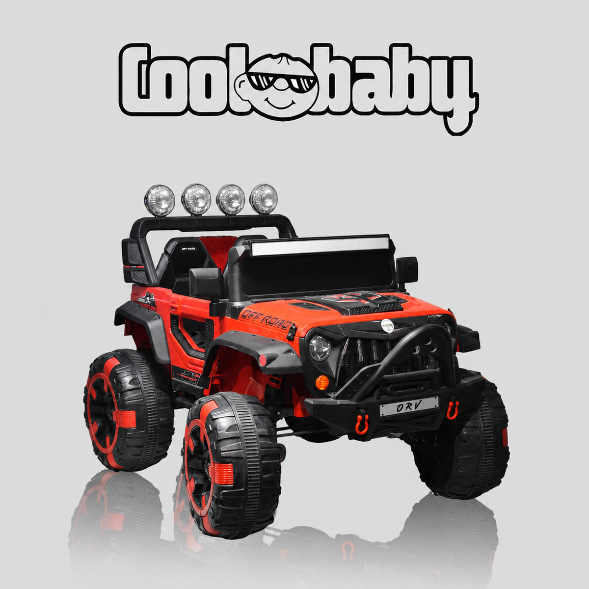 Coolbaby 5004 Defender Off Road Jeep toy in vibrant green with sturdy wheels and detailed exterior, perfect for outdoor play.