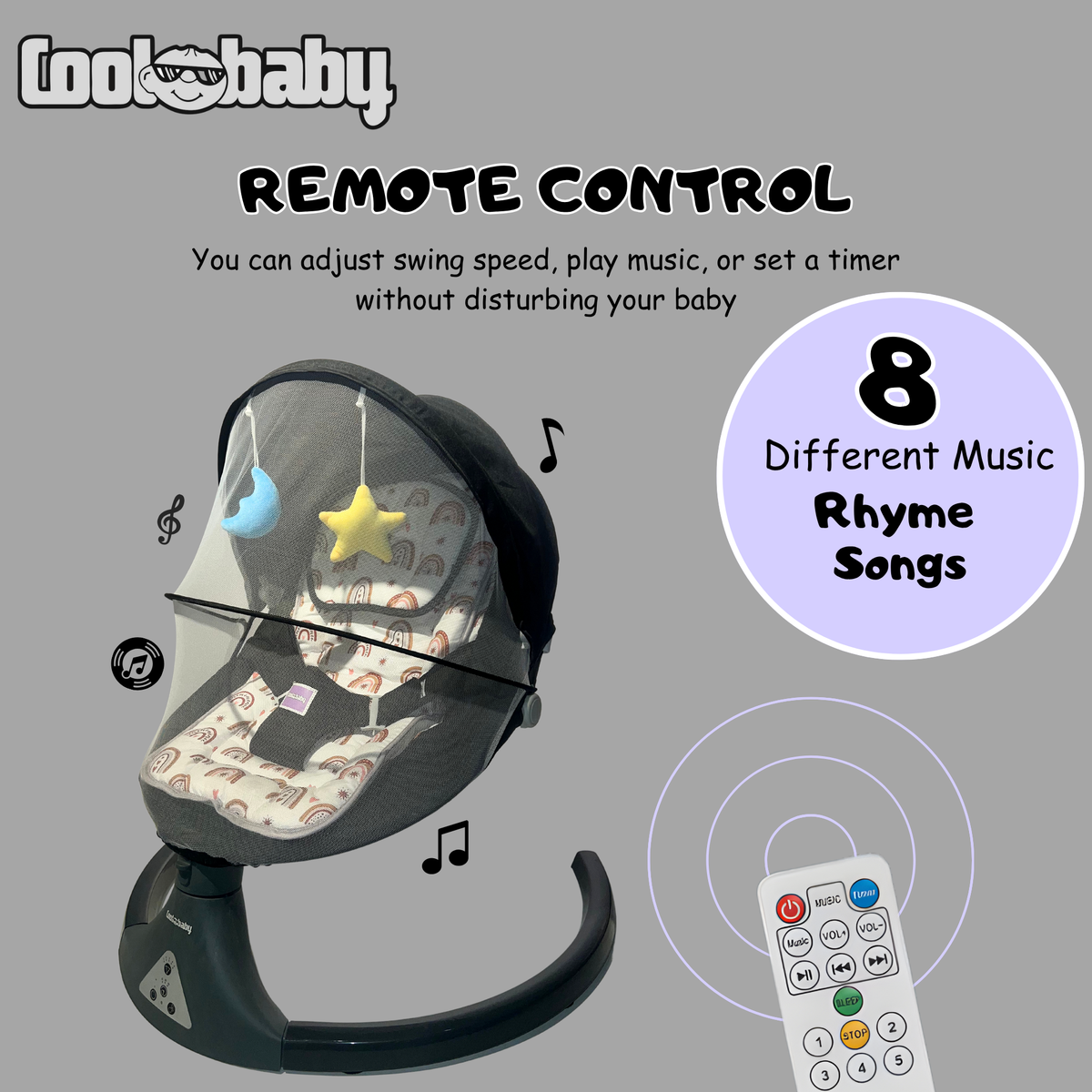 Coolbaby Premium Automatic Electric Baby Swing Cradle