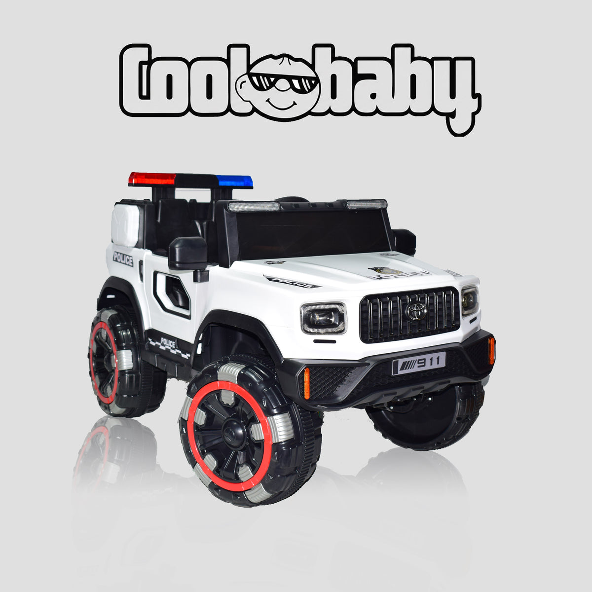 Coolbaby 6177 police jeep toy car with detailed blue and black design, suitable for kids, featuring realistic police vehicle features.