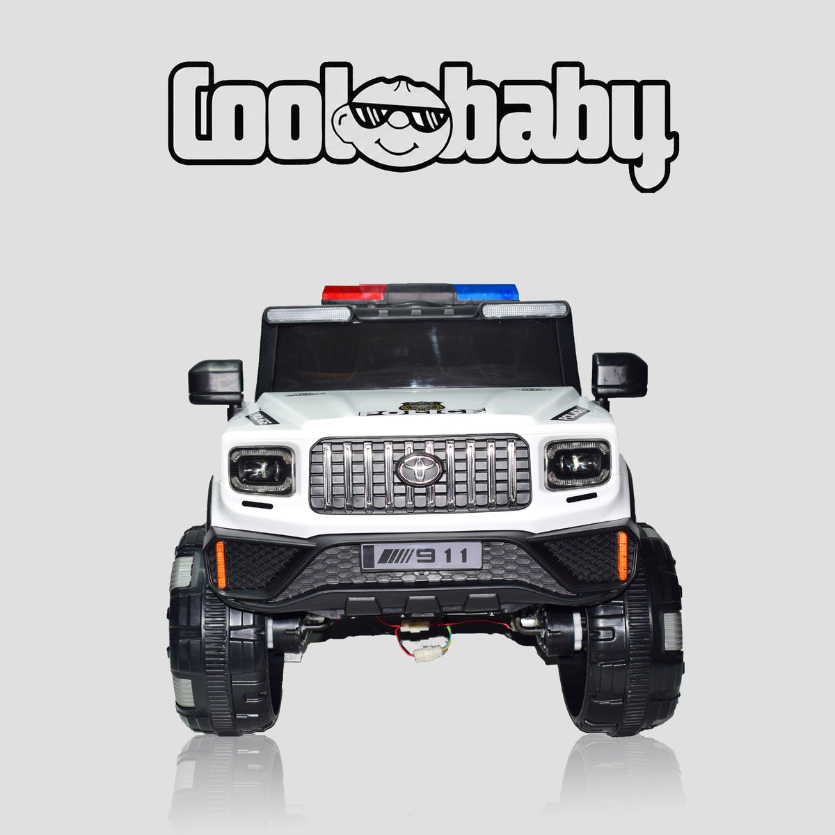 Coolbaby 6177 police jeep toy car with detailed black and white police vehicle design, suitable for children.