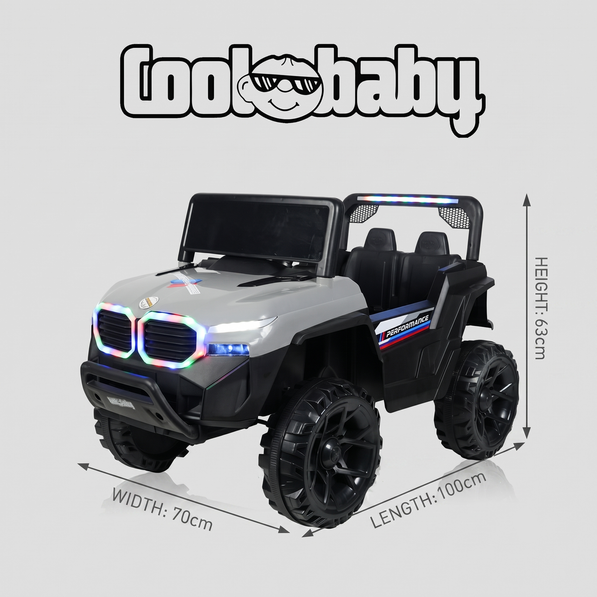 CoolBaby Jeep Rover 6677 toy jeep in vibrant colors, featuring realistic design and sturdy wheels for outdoor play.
