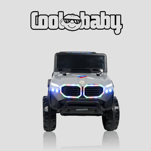 CoolBaby Jeep Rover 6677 toy car in red with black wheels, detailed interior, and open roof for kids' outdoor play.