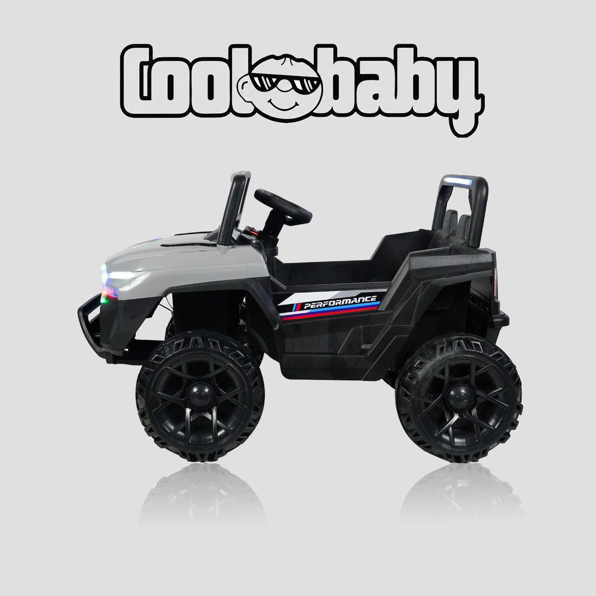 CoolBaby Jeep Rover 6677 toy car in red with black wheels, designed for kids, featuring realistic automotive details.