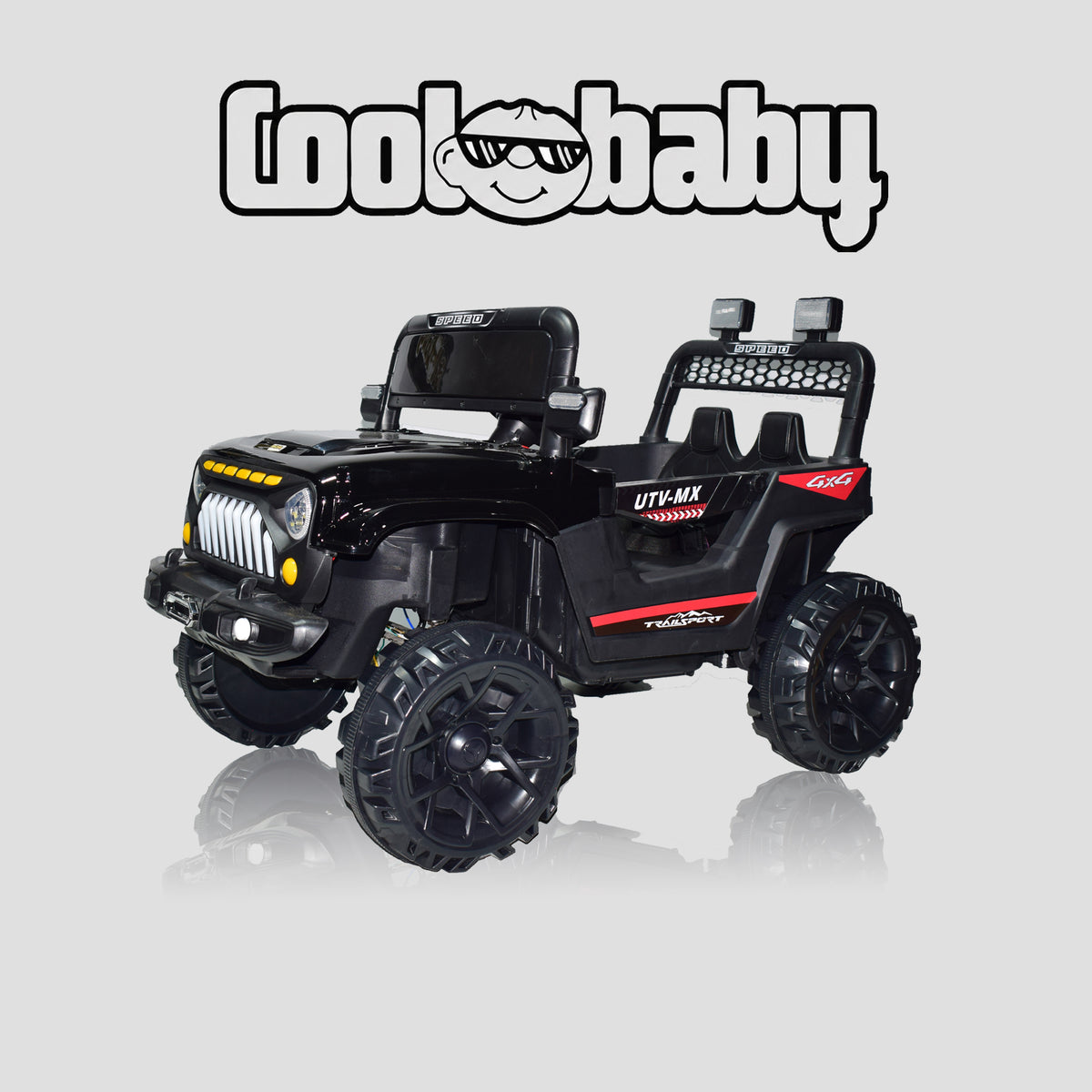 Black CoolBaby Toys Beast Jeep toy car by coolbaby, detailed view of the rugged toy vehicle for kids.