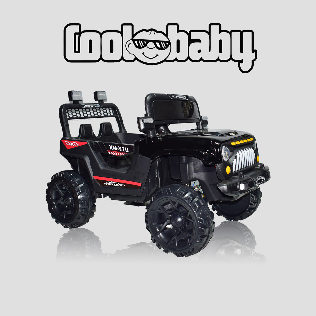 Black CoolBaby Toys Beast Jeep toy car with rugged design and large wheels, perfect for outdoor play and imaginative adventures.