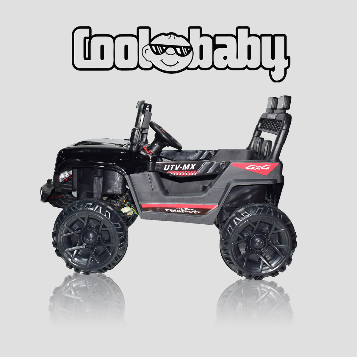 Black CoolBaby Toys Beast Jeep toy car with rugged design and large wheels, suitable for kids' outdoor play.