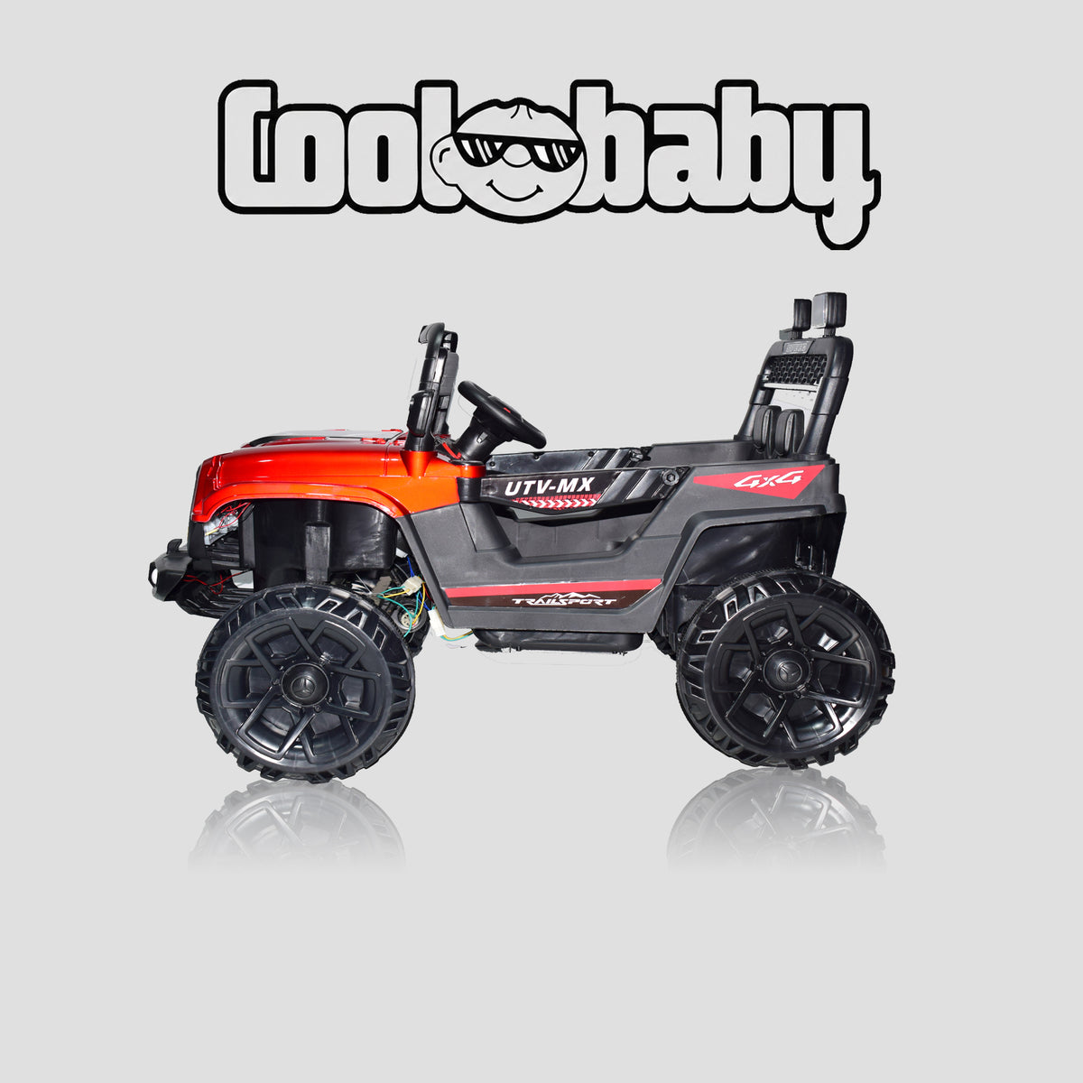 Red CoolBaby Toys Beast Jeep toy car for kids, featuring a rugged design and durable plastic construction.