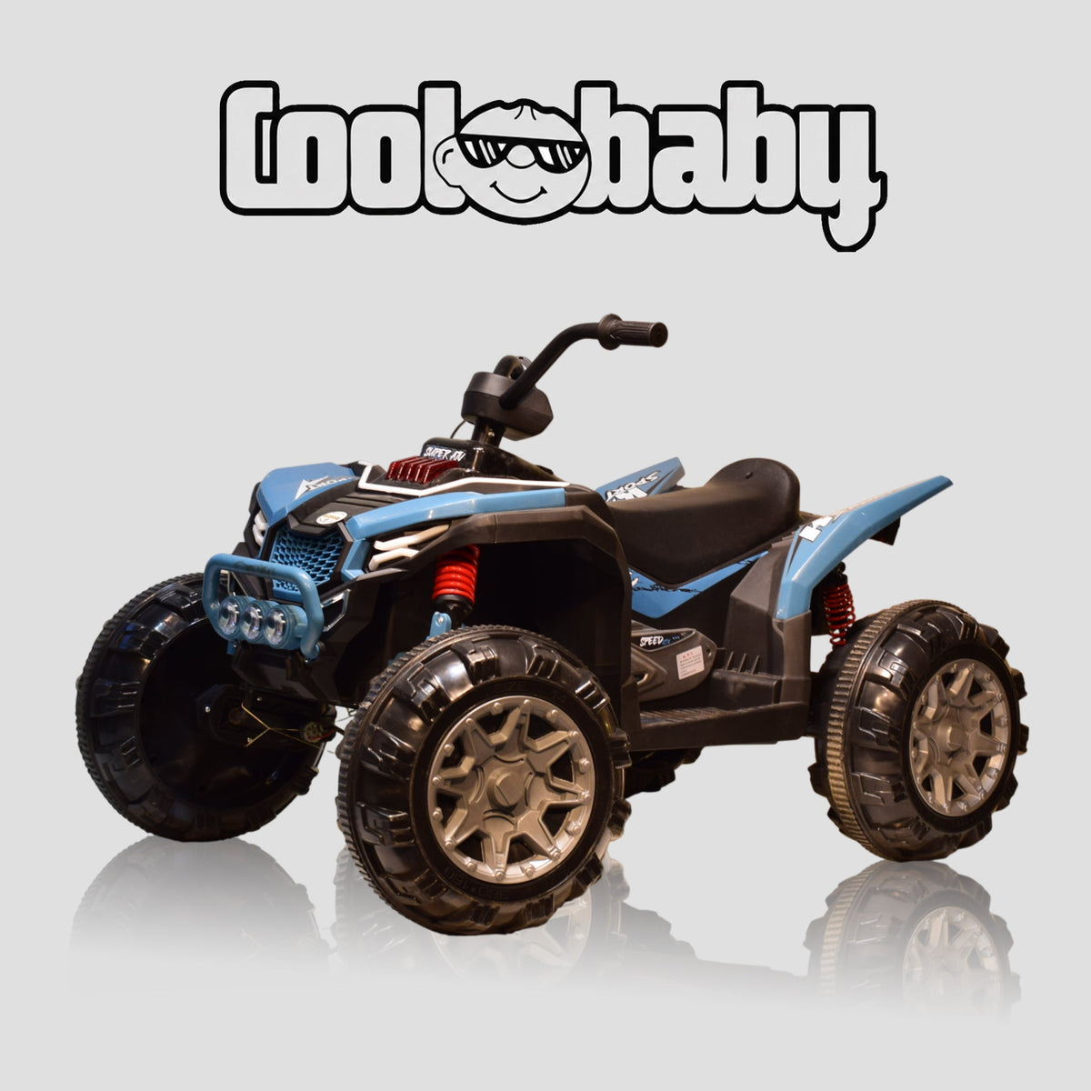 Coolbaby ATV-909 toy bike with black frame and colorful accents, designed for children, featuring realistic bike details.