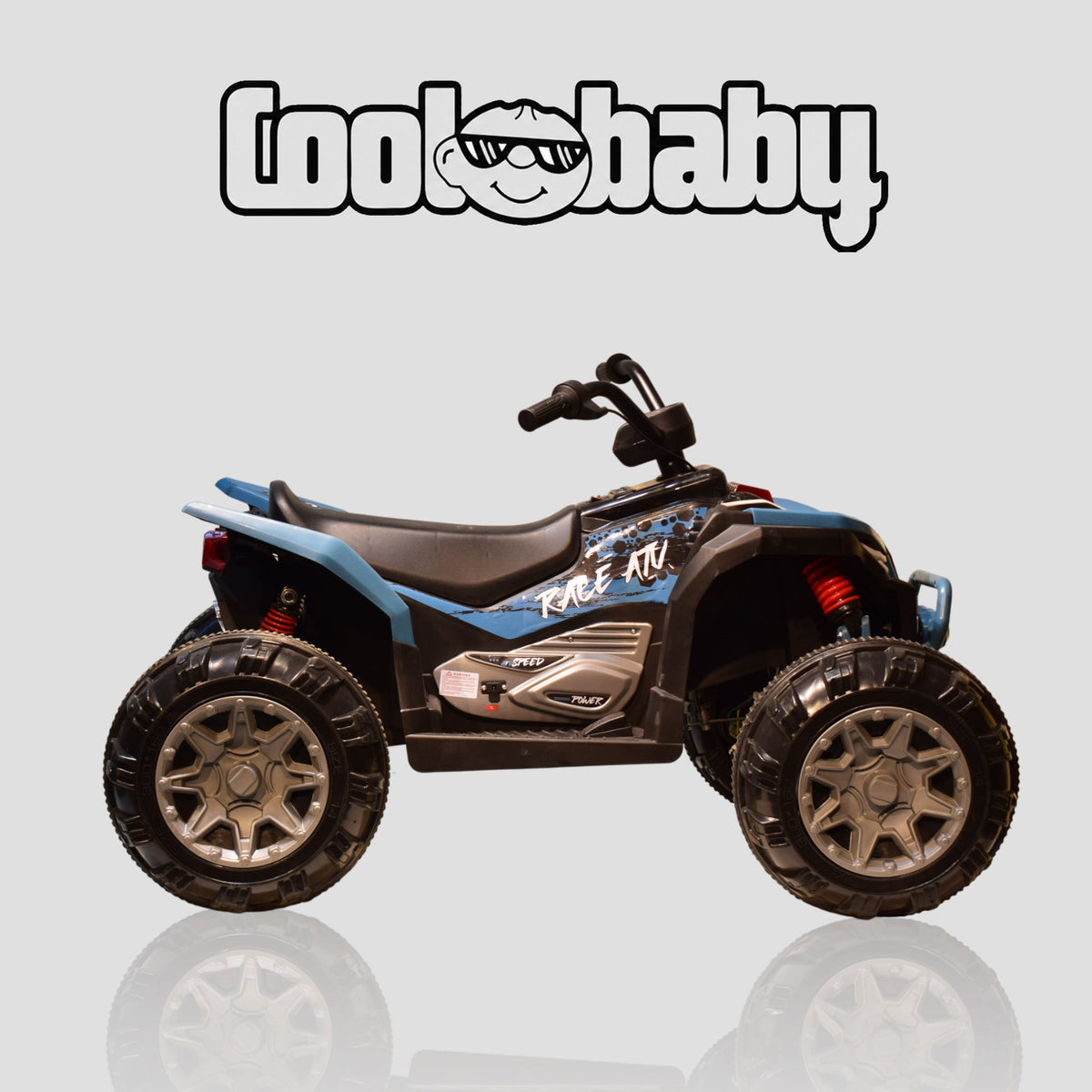 Coolbaby ATV-909 toy bike with colorful design, plastic body, and handlebar for kids' outdoor play and riding fun.