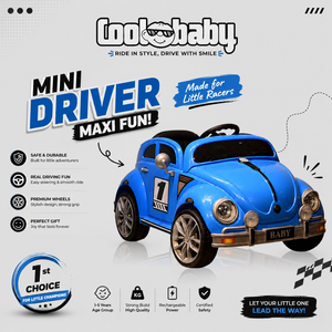 Coolbaby 3001 Beetle toy car, colorful plastic vehicle for kids, with detailed exterior and fun design, by coolbaby.co.in