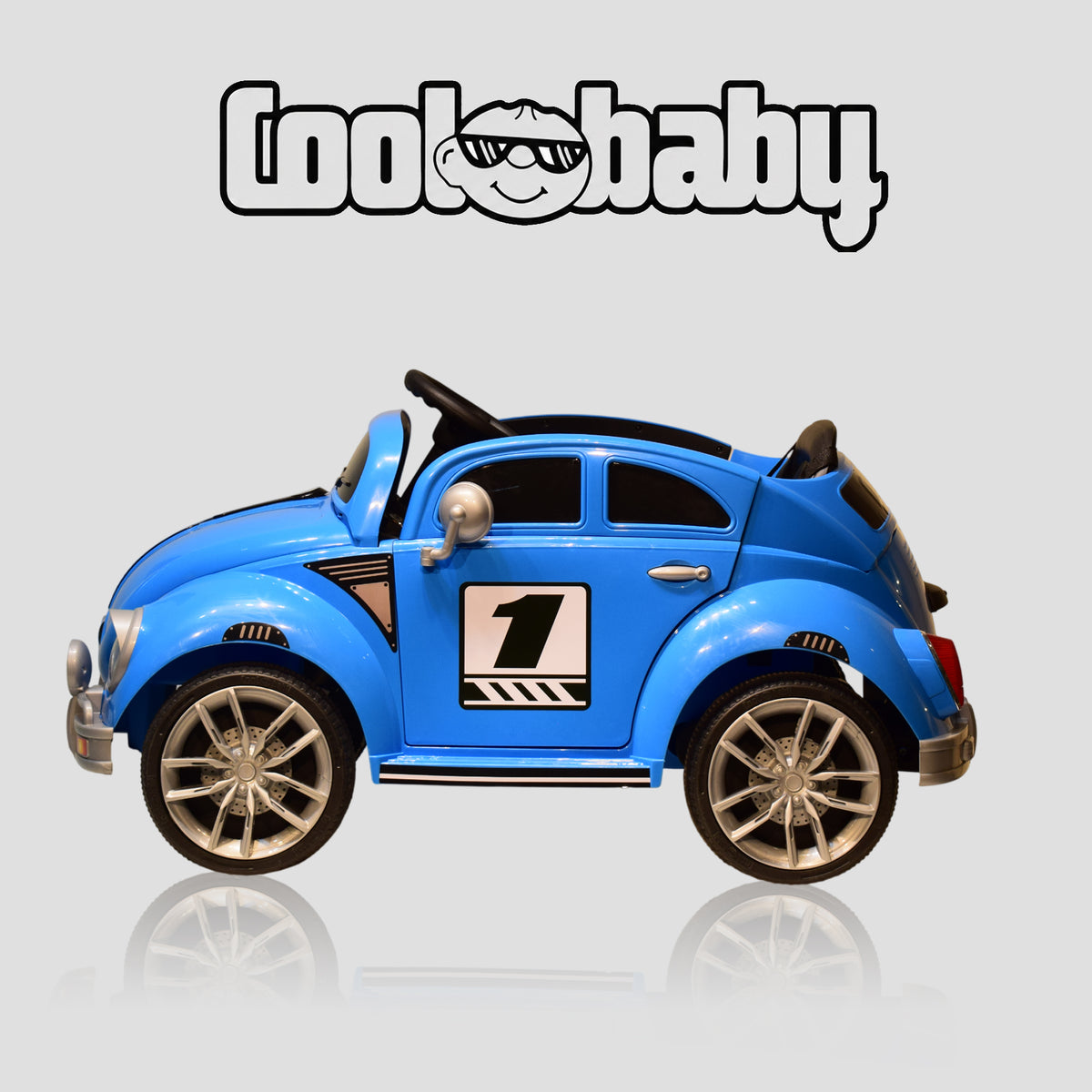 Coolbaby 3001 Beetle toy car in vibrant yellow with black accents, featuring a classic design and detailed interior.