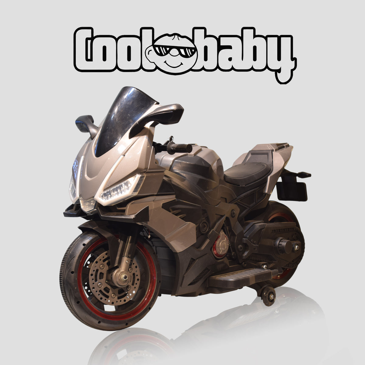 Gray Coolbaby 1199 sports toy bike for kids, featuring sturdy design and realistic details perfect for young cyclists.