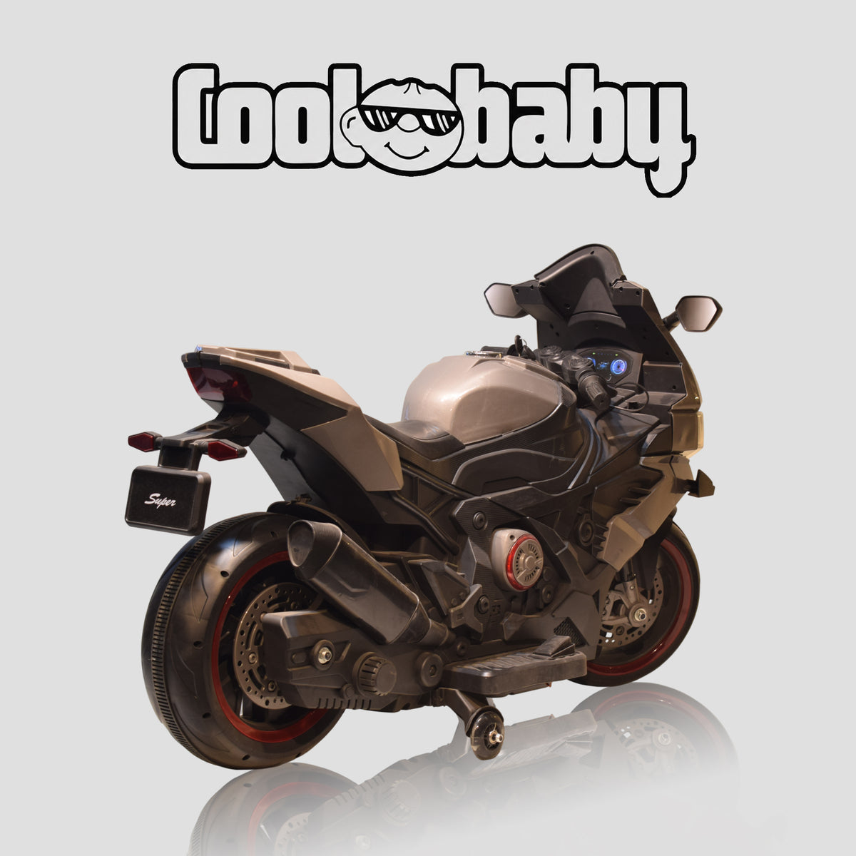 Gray Coolbaby 1199 Sports Toy Bike for kids, lightweight plastic design with handlebars and wheels, suitable for young children.