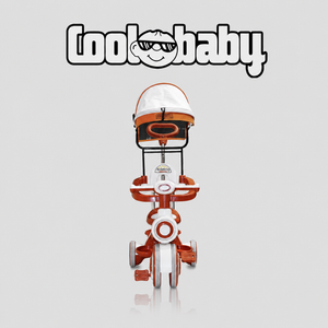 Kids tricycle with canopy from Coolbaby CB-203, featuring a sturdy frame, comfortable seat, and colorful design for outdoor fun.