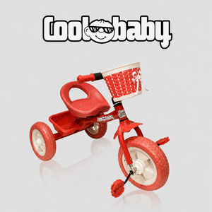 Colorful three-wheel toddler tricycle from coolbaby.co.in with sturdy frame and comfortable seat for young kids.