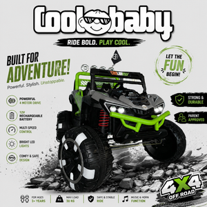 Sad image of a Coolbaby 1009 Jeep toy car by coolbaby.co.in, showing a small blue plastic vehicle for children.