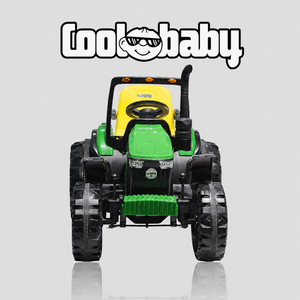 Kids riding a coolbaby.co.in tractor toy with a trolley, featuring bright colors and realistic tractor details for outdoor play.