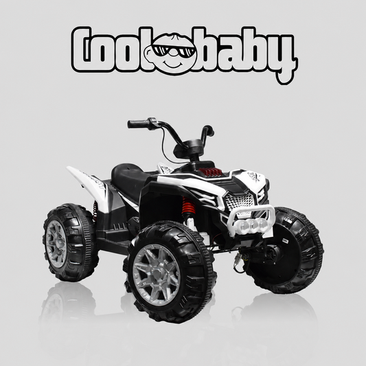 Coolbaby ATV-909 toy bike, small electric UTV with colorful design and realistic features, suitable for children.