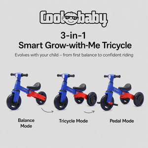 Coolbaby.co.in Baby Bike R3 Mini 3-in-1 Toy Scooter with adjustable seat and safety features for young children.