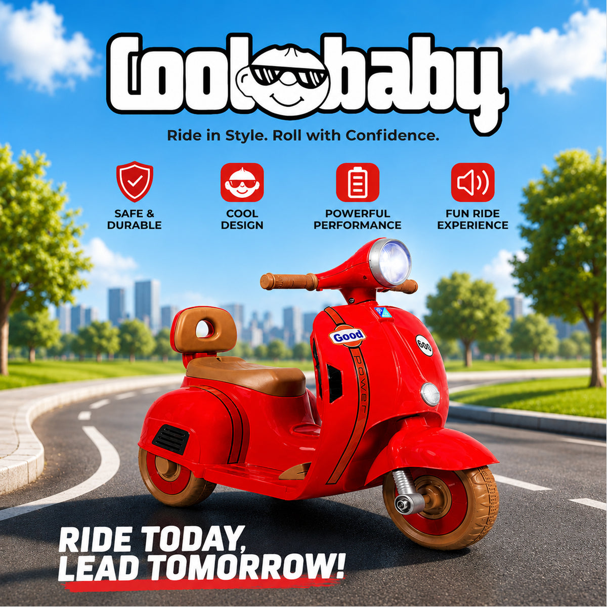 Coolbaby Mini Toy Scooter with blue handlebars and wheels, designed for young children to ride and play outdoors.