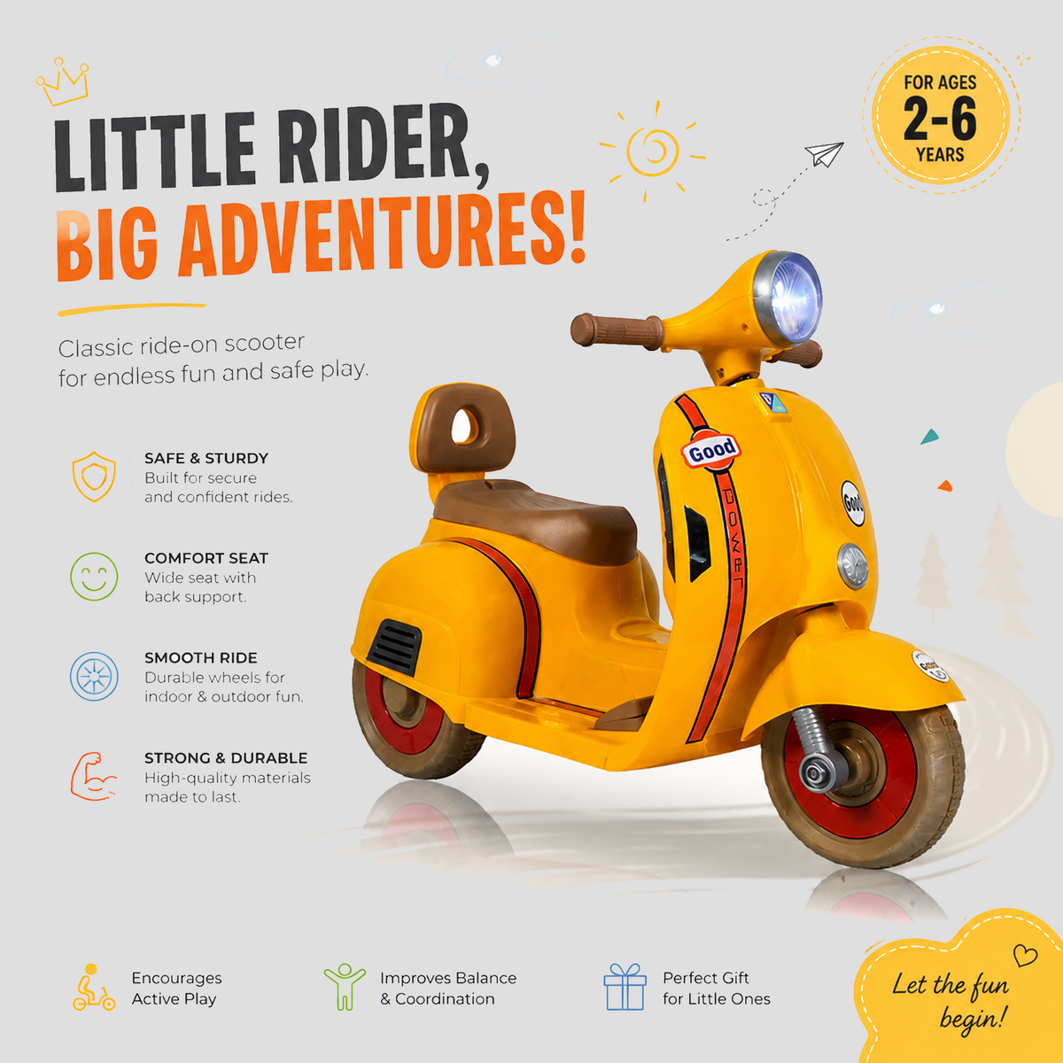 Coolbaby Mini Toy Scooter for kids, featuring a colorful plastic design with three wheels and handlebar for easy riding.