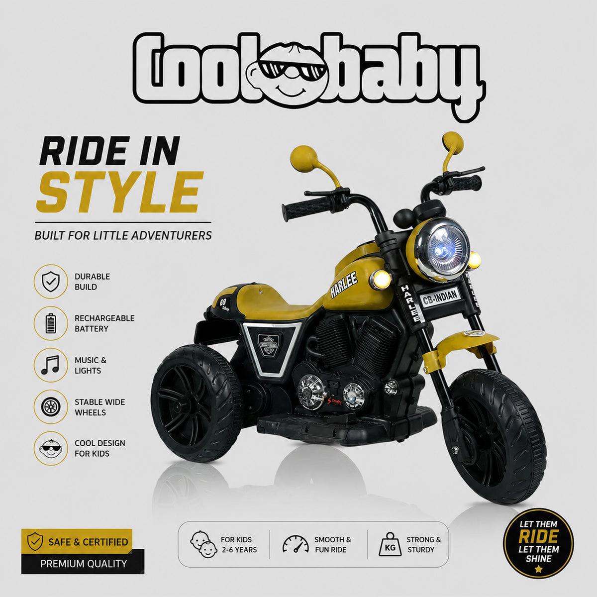 Coolbaby Indian Mini Bike toy, colorful small ride-on bike for kids with vibrant design and sturdy frame.