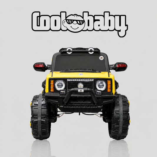 Coolbaby 2388 toy Jeep in red with black wheels, detailed exterior, suitable for kids, from coolbaby.co.in.