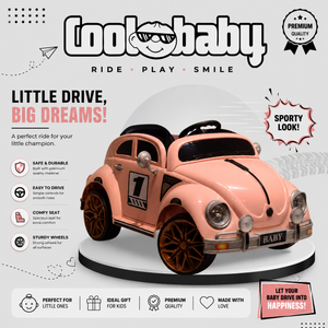 Coolbaby 3001 Beettle Toy Car by coolbaby.co.in, colorful plastic toy vehicle with detailed design for kids' play.