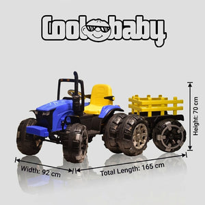 Coolbaby kids ride-on Bahubali tractor with trolley, featuring realistic tractor design and sturdy build for children.