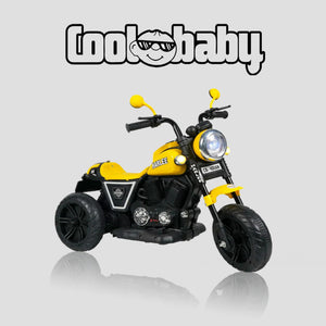 Coolbaby Indian Mini Bike toy bike in yellow with black accents, designed for children, featuring a sturdy plastic frame and realistic details.