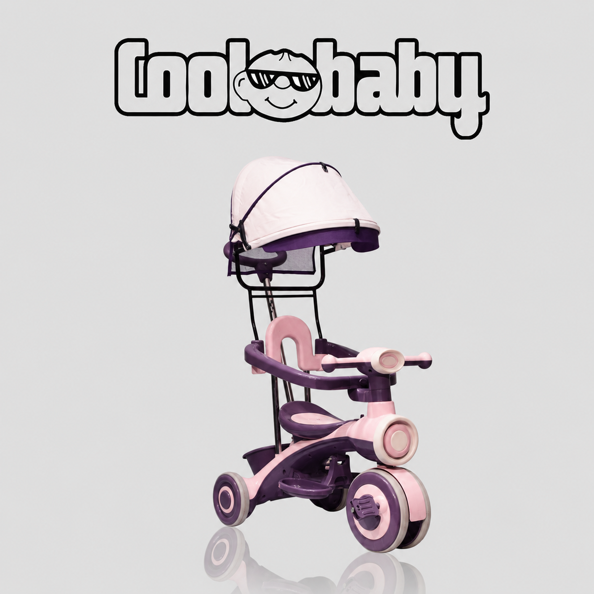 Kids tricycle with canopy by Coolbaby, featuring a sturdy frame, colorful design, and adjustable canopy for outdoor play.