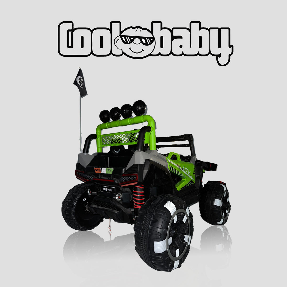 Coolbaby 1009 Jeep toy car in red with black wheels, designed for children, featuring a realistic Jeep style and sturdy plastic construction.