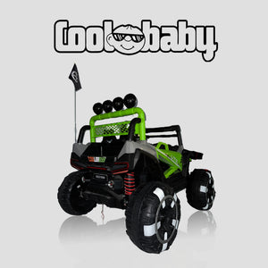 Coolbaby 1009 Jeep toy car in red with black wheels, designed for children, featuring a realistic Jeep style and sturdy plastic construction.