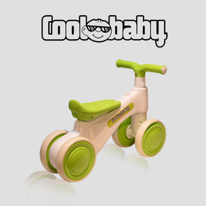 Green Coolbay 2010 Rider bicycle with black handlebars and wheels, designed for kids, branded by coolbaby.co.in.