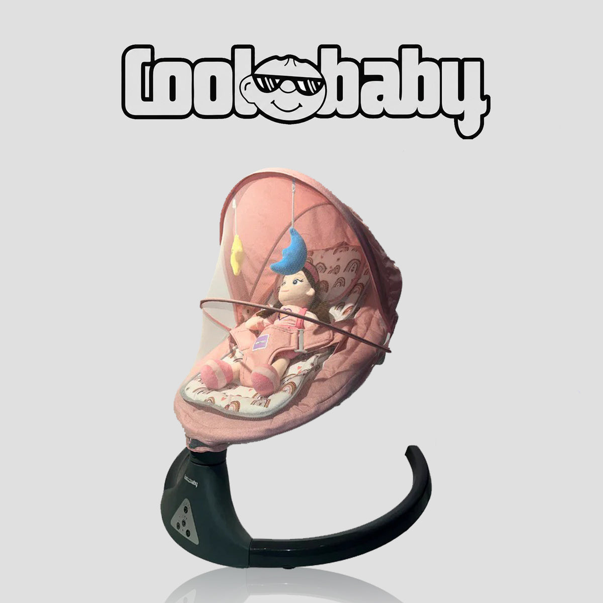 Pink Coolbaby Premium Automatic Electric Baby Swing Cradle with gentle rocking and soft fabric for infants.