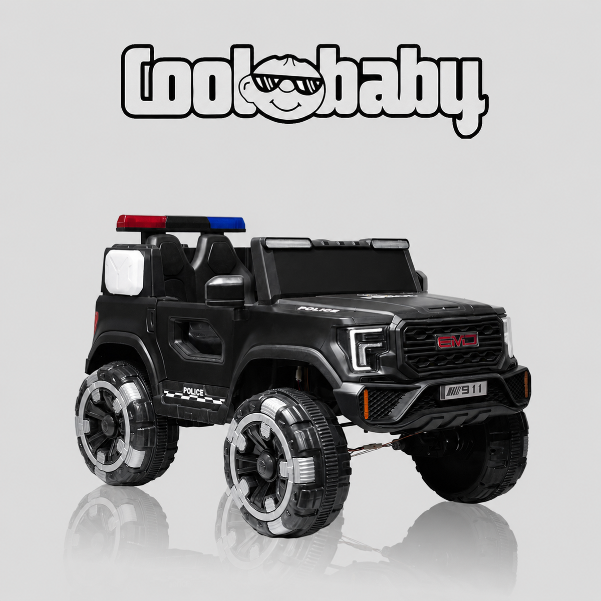 Coolbaby 6177 police toy jeep, blue mini police vehicle with police decals and realistic design, suitable for children.
