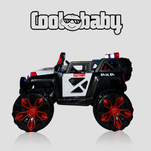 Coolbaby 2188 Jeep toy car in red with black wheels, designed for kids, featuring a sturdy plastic body and realistic Jeep details.