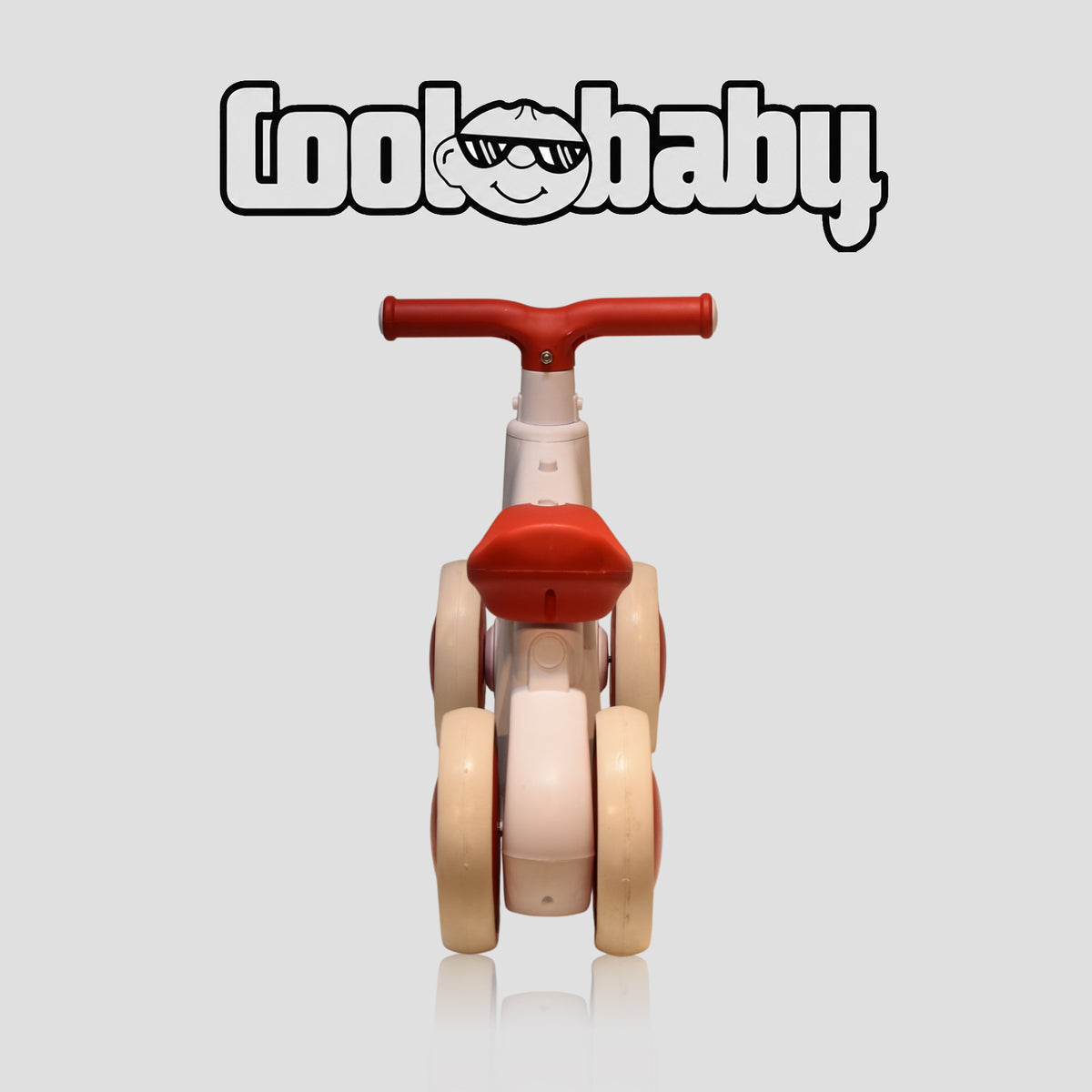 Red Coolbay 2010 Rider bicycle with black handlebars and wheels, designed for kids, from coolbaby.co.in.