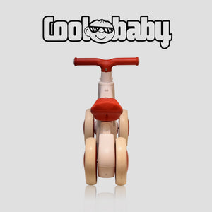 Red Coolbay 2010 Rider bicycle with black handlebars and wheels, designed for kids, from coolbaby.co.in.