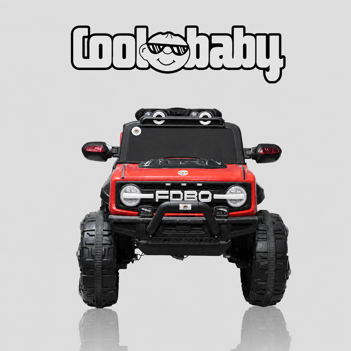 Coolbaby 2288 kids electric ride-on 4x4 SUV toy jeep in red and black, featuring a sturdy design and realistic details.