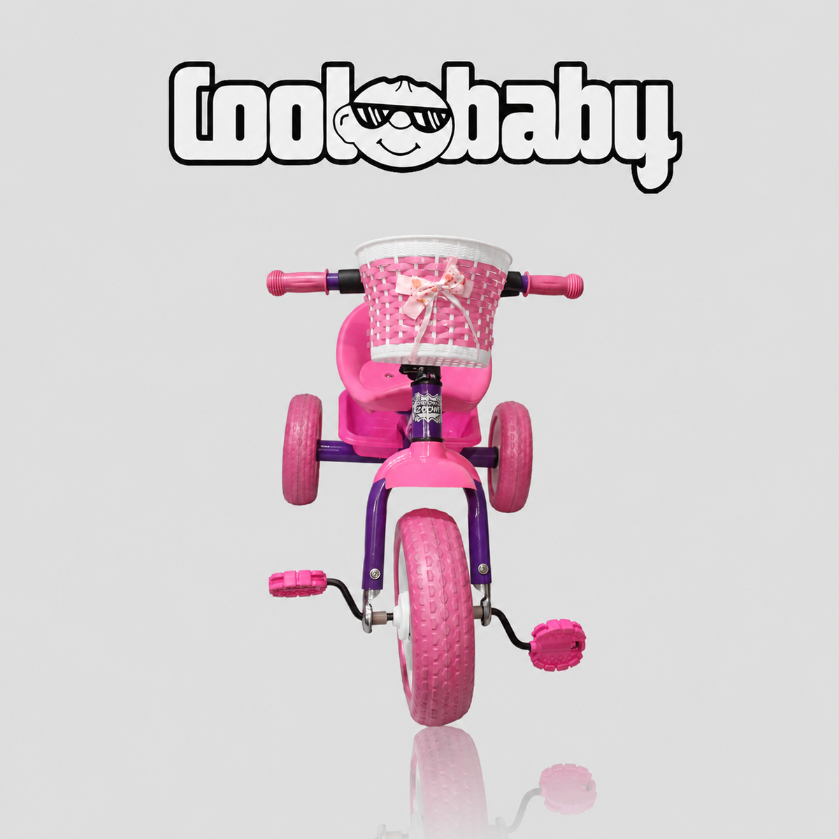 Colorful 3-wheel toddler tricycle by coolbaby.co.in with a sturdy frame and adjustable seat for young kids to ride comfortably.